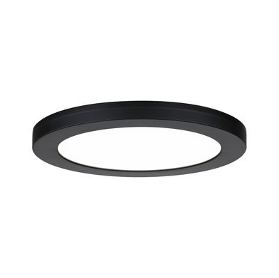 Round LED ceiling light with black aluminum frame and white diffuser for modern room lighting