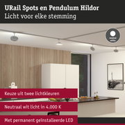 Moderne witte LED-plafondspots in keuken met houten panelen en neutraal wit licht 4000K