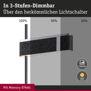 Schwarze Stehleuchte mit Filzmaterial und 3-Stufen-Dimmfunktion über herkömmlichen Lichtschalter