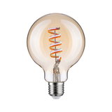 Light bulb with spiral LED filament in warm amber tone for decorative lighting and ambiance