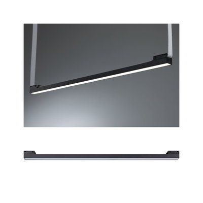 Black metal LED pendant light with white light strip for modern indoor lighting
