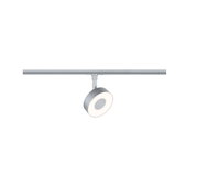Modern silver aluminium LED spotlight on track system for versatile room lighting