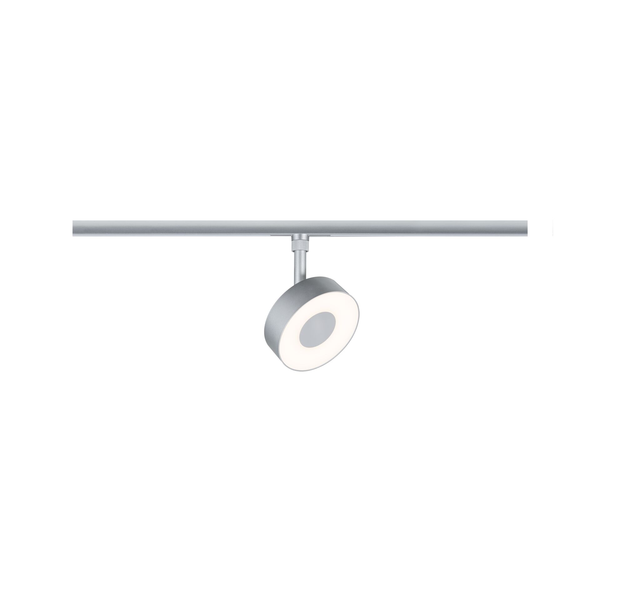 Modern silver aluminium LED spotlight on track system for versatile room lighting