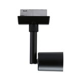 Black metal LED spotlight with adjustable head for flexible indoor lighting solutions