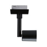 Black metal LED spotlight with adjustable head for flexible indoor lighting solutions