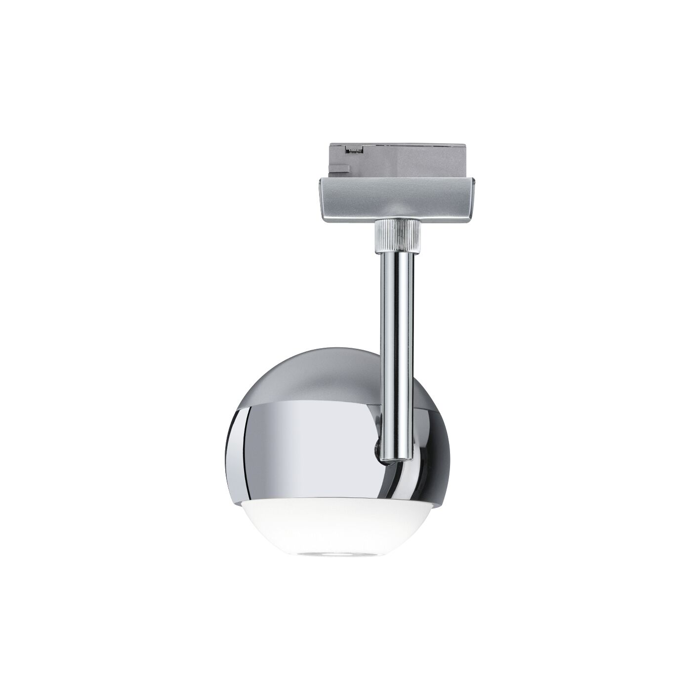 Moderner LED-Spot aus Chrom mit weißem Glas für flexible Innenbeleuchtung im Wohnbereich