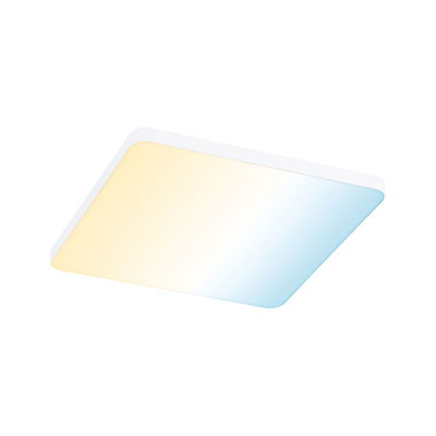Vierkante witte LED-plafondlamp met warm en koel wit licht voor woonruimtes