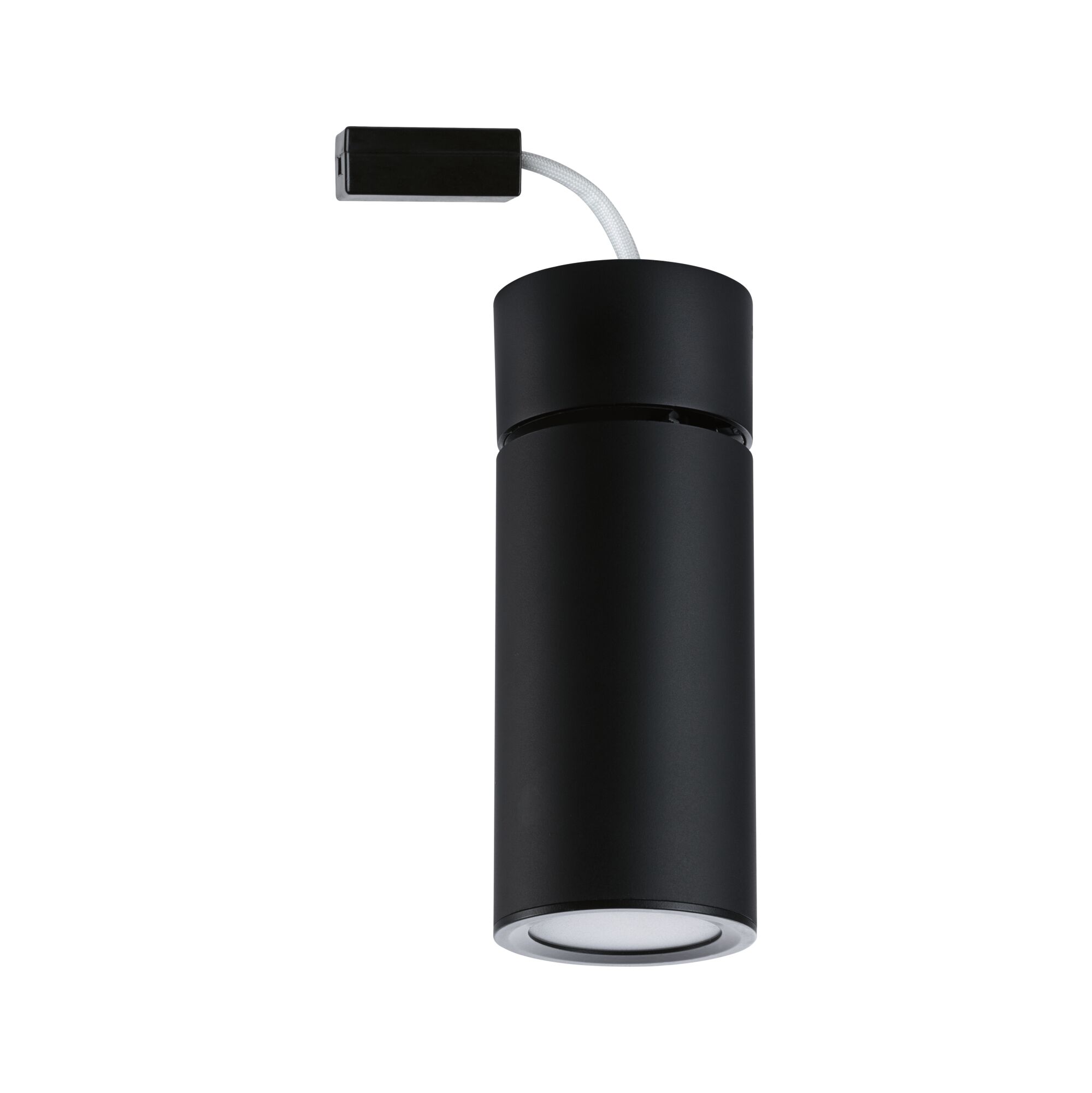 Schwarzer zylindrischer LED-Deckenspot aus Metall für moderne Innenbeleuchtung