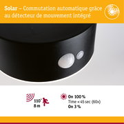 Lumière solaire noire avec détecteur de mouvement intégré et commutation automatique pour éclairage économique
