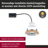 Inbouw LED-spot met houten rand, 45 mm inbouwdiepte, warm wit licht 2700 K, energiezuinige plafondlamp