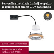 Inbouwspot met houten ring en aluminium, warm wit licht 2700 K, 45 mm inbouwdiepte
