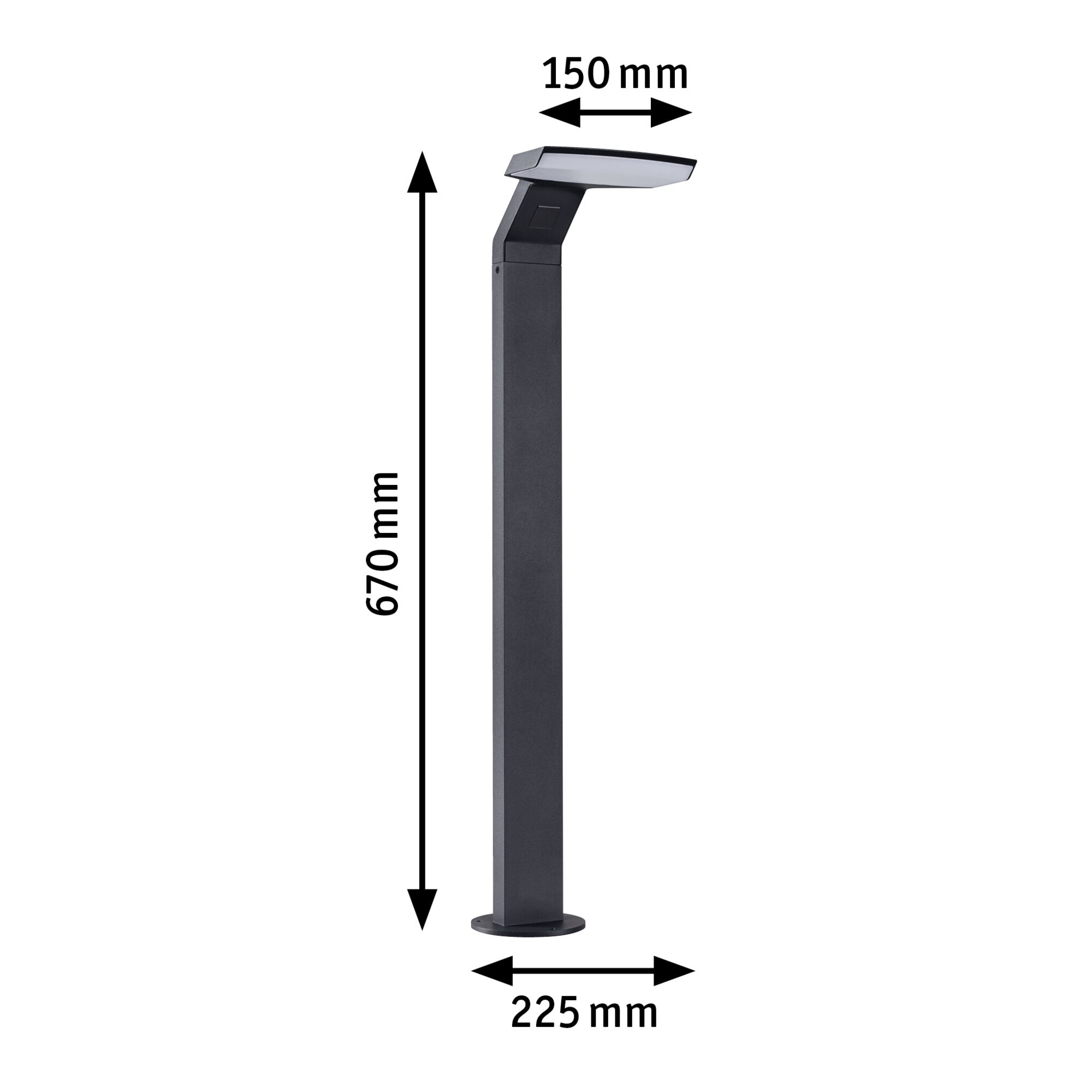 Schwarze LED-Außenleuchte aus Metall mit Maßen 670x225x150 mm für Gartenbeleuchtung