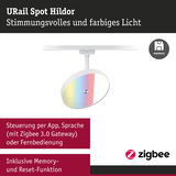 URail Spot Hildor LED-Deckenstrahler in Weiß mit farbigem Licht und Zigbee Steuerung per App und Sprache