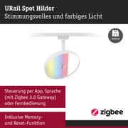 URail Spot Hildor LED-Deckenstrahler in Weiß mit farbigem Licht und Zigbee Steuerung per App und Sprache