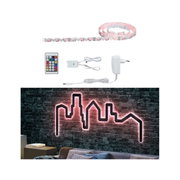 LED-Lichtstreifen mit Fernbedienung und Netzteil, rosa Licht für Wanddekoration mit Stadt-Silhouette.