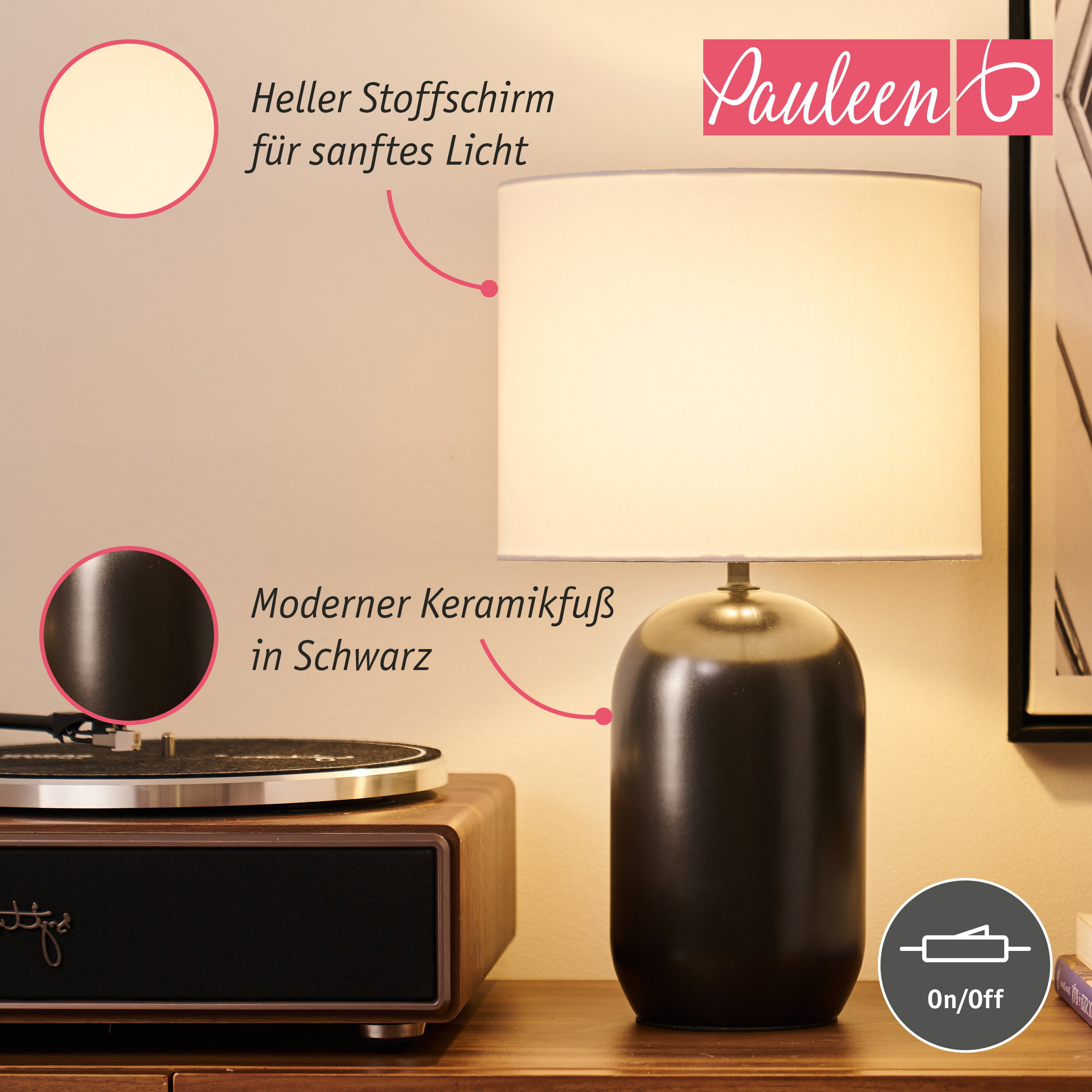Paulmann Pauleen Tischleuchte Mystic Shine E14 max. 20W Weiß/Schwarz