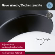 Gove Wand- und Deckenleuchte mit mattem Opalglas und schwarzem Bajonett-Glas, IP44 Schutz