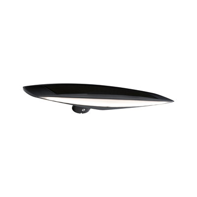 Black solar light with white panel, energy-saving outdoor wall lamp made of plastic.