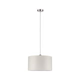 Hanglamp met witte stoffen kap en verstelbare kabel, moderne metalen plafondlamp