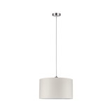 Pendant lamp with white fabric shade and adjustable cable, modern metal ceiling light