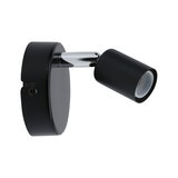 Black metal LED wall spotlight with adjustable head for targeted indoor lighting and modern design