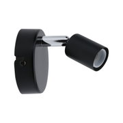 Black metal LED wall spotlight with adjustable head for targeted indoor lighting and modern design