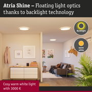 Atria Shine ceiling lights with cosy warm white 3000K light and backlight technology for living rooms