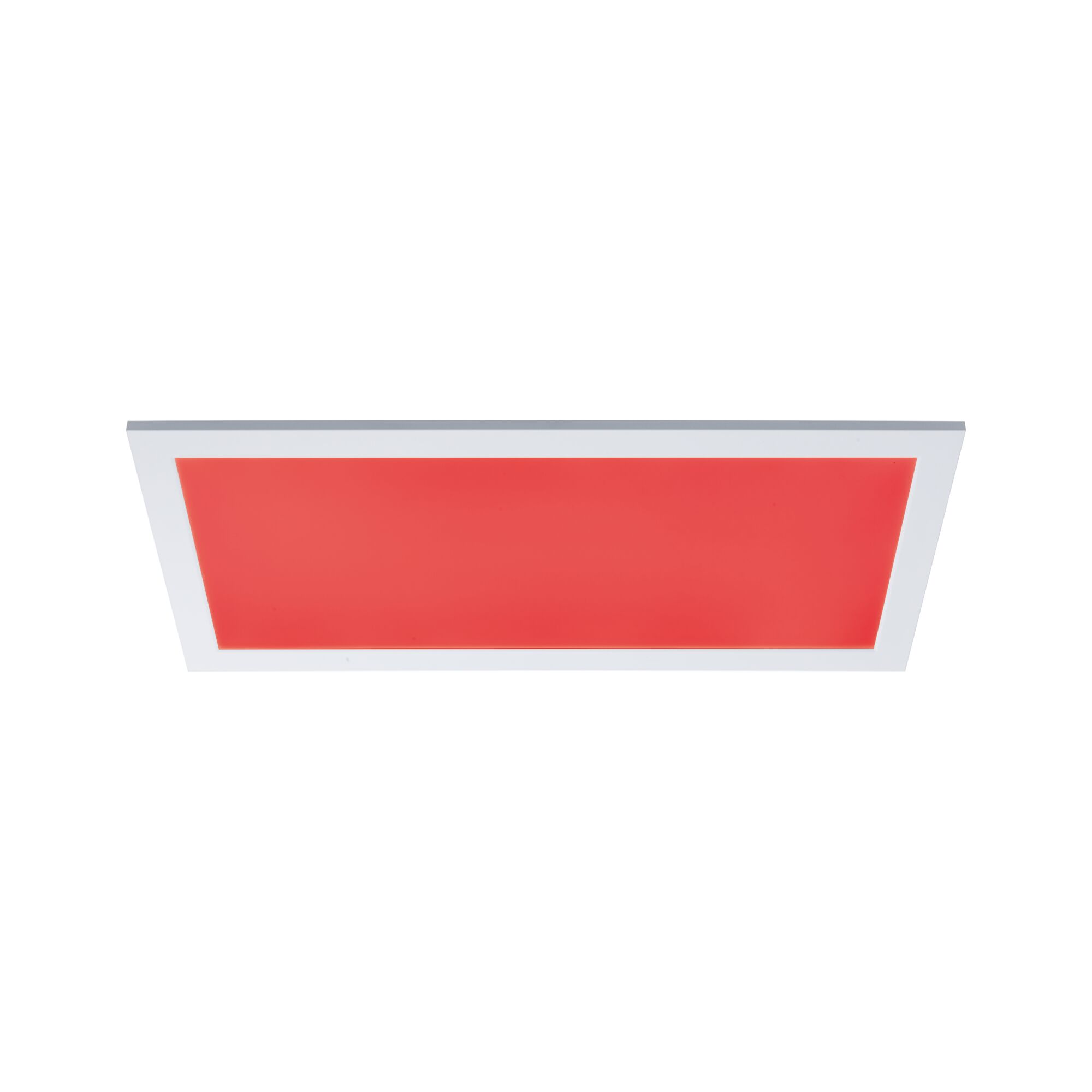Rectangular LED ceiling light with white frame and red panel for modern interior lighting