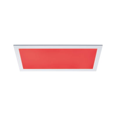 Rectangular LED ceiling light with white frame and red panel for modern interior lighting