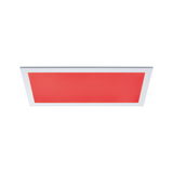 Rectangular LED ceiling light with white frame and red panel for modern interior lighting