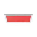 Rectangular LED ceiling light with white frame and red panel for modern interior lighting