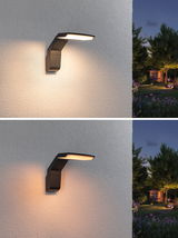 Moderne schwarze LED-Wandleuchte aus Metall mit warmweißem Licht für Außenbereiche und Gartenbeleuchtung