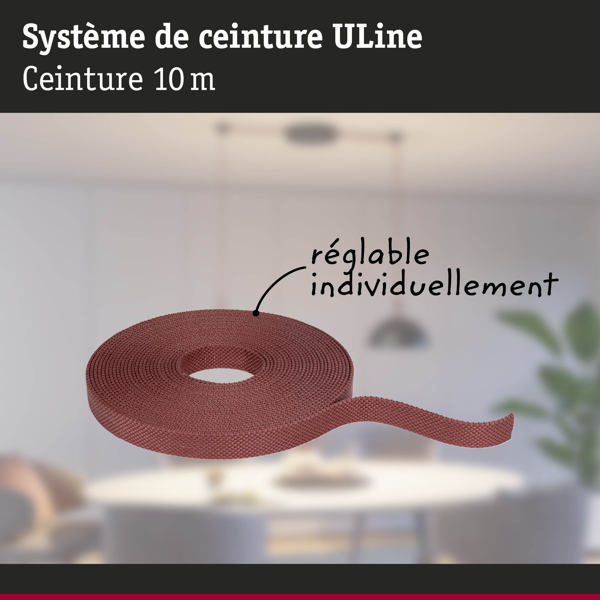 Ruban de fixation ULine rouge de 10 m en matériau résistant pour usages variés