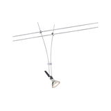 Modern silver metal cable spotlight with black handle for adjustable lighting systems