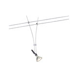 Modern silver metal cable spotlight with black handle for adjustable lighting systems