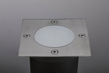 Square stainless steel recessed floor light with frosted glass cover and four screws for outdoor lighting