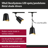 Black metal LED shade Alvaro as pendant and spot light, shorten-able, modern design for LED spots