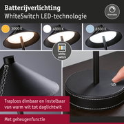 Zwarte LED-tafellamp met dimbare WhiteSwitch-technologie en instelbare kleurtemperatuur van 3000 tot 6500 K