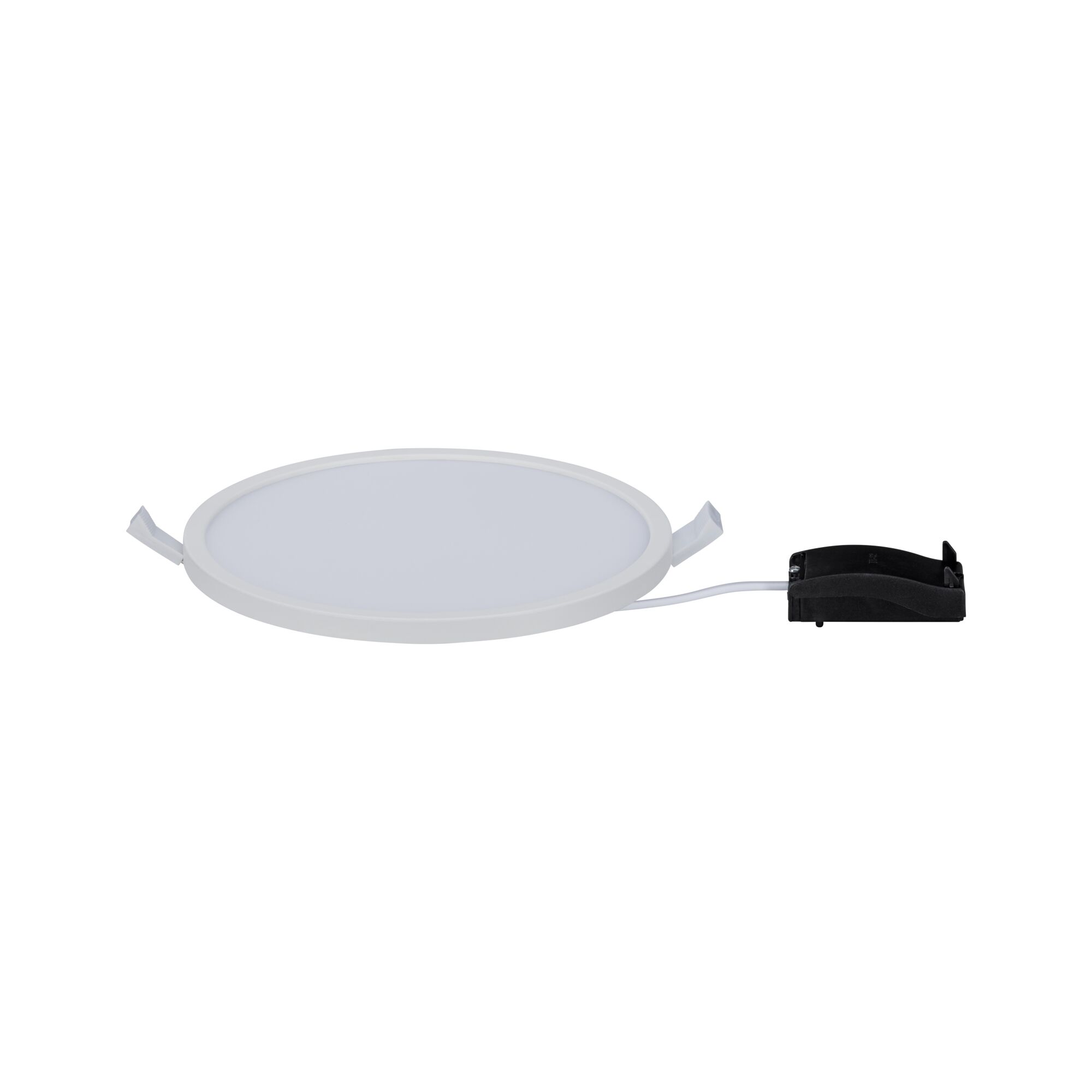 Round white LED recessed panel with black connector box, energy-saving ceiling light