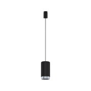Schwarze LED-Pendelleuchte aus Metall mit zylindrischem Design für moderne Innenbeleuchtung
