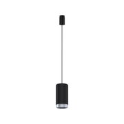 Schwarze Aluminium-Pendelleuchte mit silbernem Reflektor, moderne LED-Hängeleuchte für Wohnräume