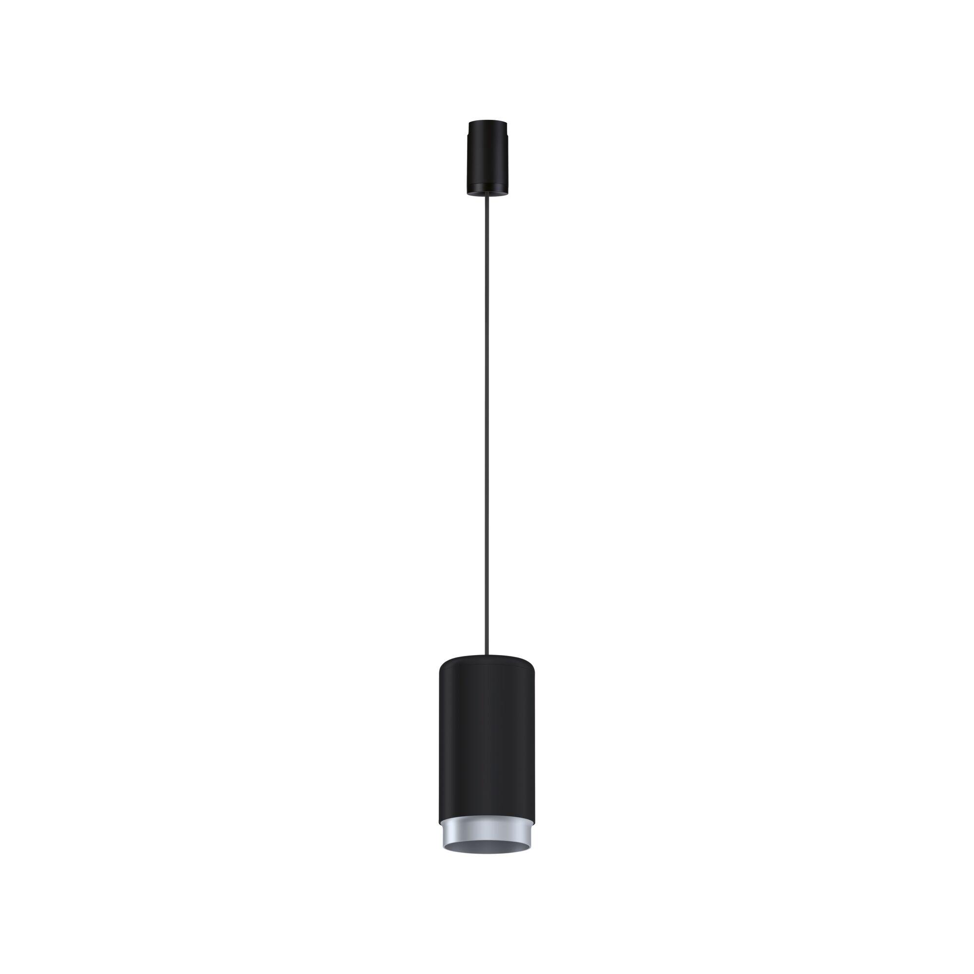 Schwarze Aluminium-Pendelleuchte mit silbernem Reflektor, moderne LED-Hängeleuchte für Wohnräume