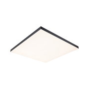 Square LED ceiling light with black aluminium frame and white diffuser for modern room lighting