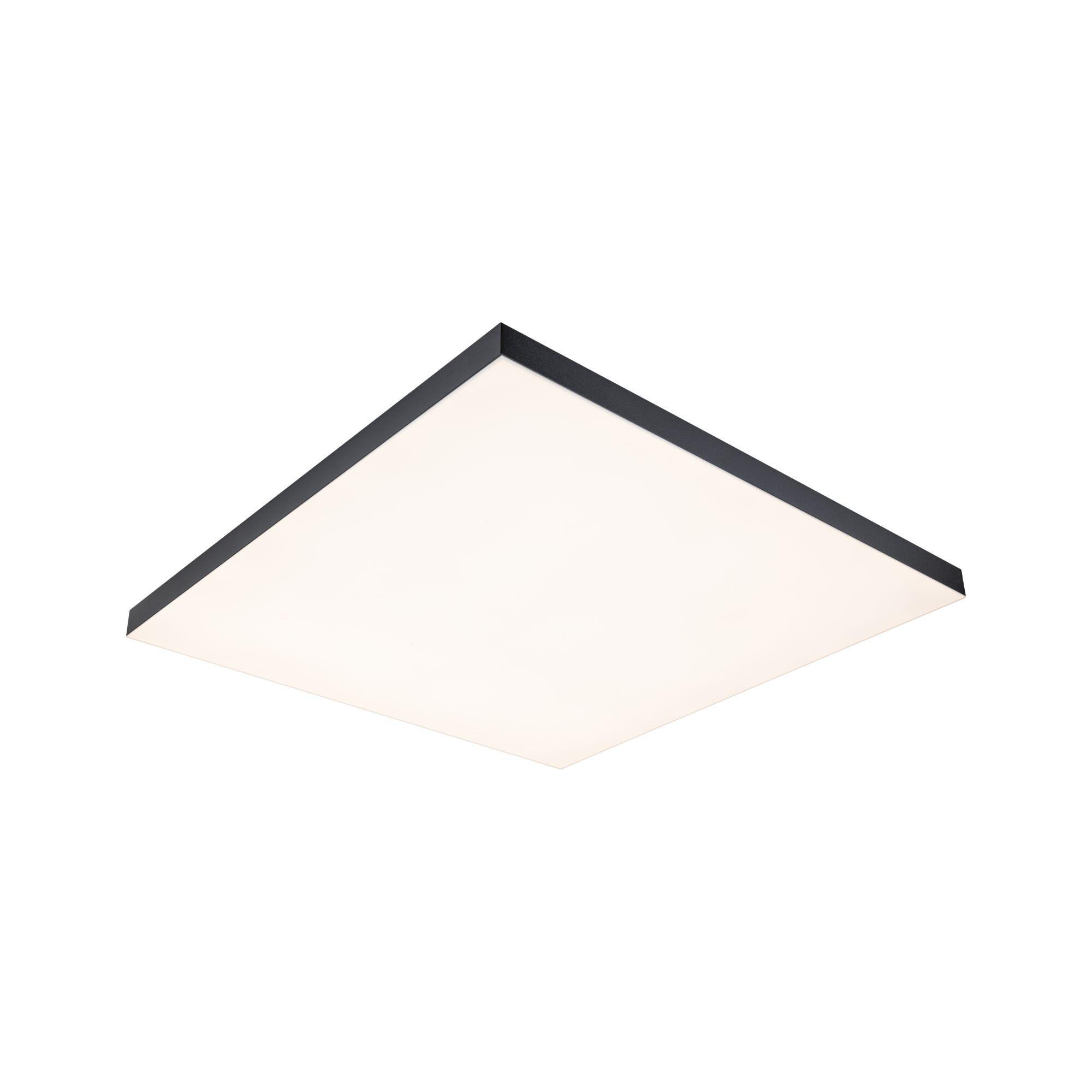 Square LED ceiling light with black aluminium frame and white diffuser for modern room lighting