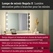 Lampe de miroir Regula II en chrome de haute qualité avec ampoules décoratives pour miroirs Hollywood.