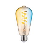 Vintage LED-Glühbirne mit spiralförmigem Leuchtfaden und transparentem Glas für dekorative Beleuchtung