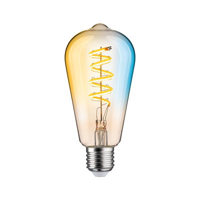 Vintage LED-Glühbirne mit spiralförmigem Leuchtfaden und transparentem Glas für dekorative Beleuchtung