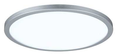 Runde LED-Deckenleuchte mit silbernem Aluminiumrahmen und weißem Diffusor für moderne Beleuchtung
