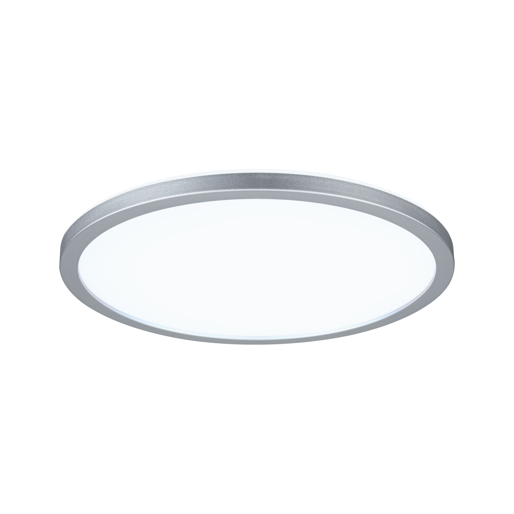 Rundes LED-Deckenlicht mit silbernem Aluminiumrahmen und weißem Diffusor für moderne Raumbeleuchtung