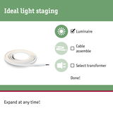 Rolled white LED light strip with simple installation guide for lighting and home illumination